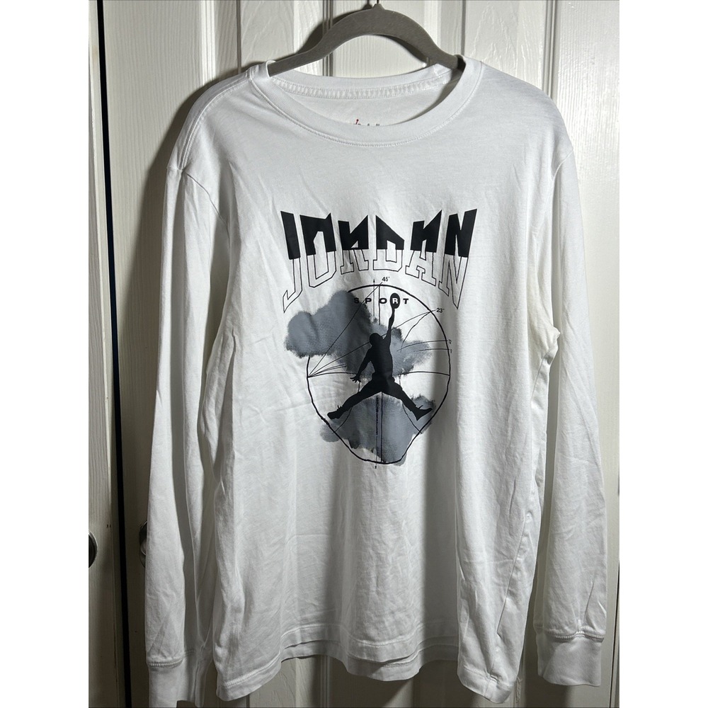 Nike Air Jordan Long Sleeve Tshirt Men's Size L White‎